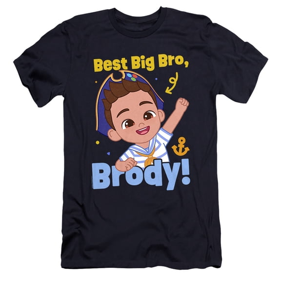 Bebefinn Best Big Bro Brody Unisex Adult Canvas Brand T Shirt, Navy, Small