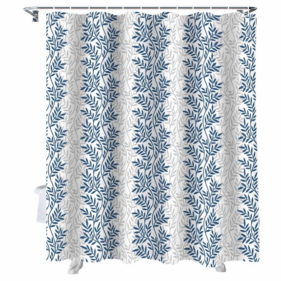 Shower Curtain Leaf Tree Branch Shower Curtains for Bathroom Bathtub, Waterproof Fabric Shower Curtain Set with Hooks, Extra Long 72" x 78" Blue Grey Leaves