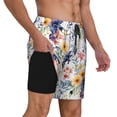 thumbnail image 3 of Goofa Lilies Flowers Printed Men's Swim Trunks Board Shorts Quick Dry Mens Swimming Trunks with Compression Liner,Breathable Fit Hawaii Beach Shorts-X-Large, 3 of 9