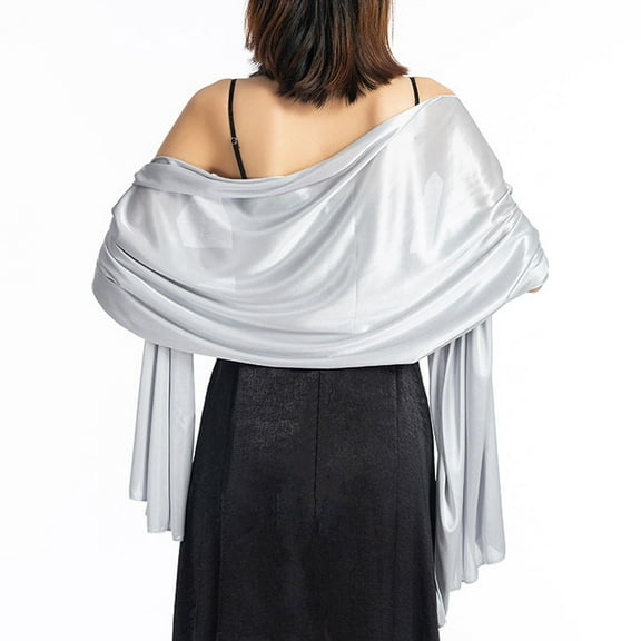 Shawls and Wraps for Evening Dresses, Soft Shawls for Women, Wedding Giving Shawl Gift, 200*70 cm - Light Silver