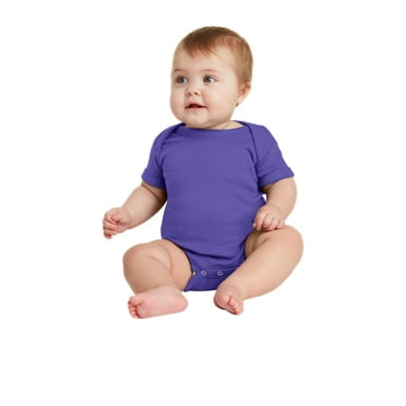 (Price/each)Rabbit Skins 4400 Infant Lap Shoulder Bodysuit-Purple-12M