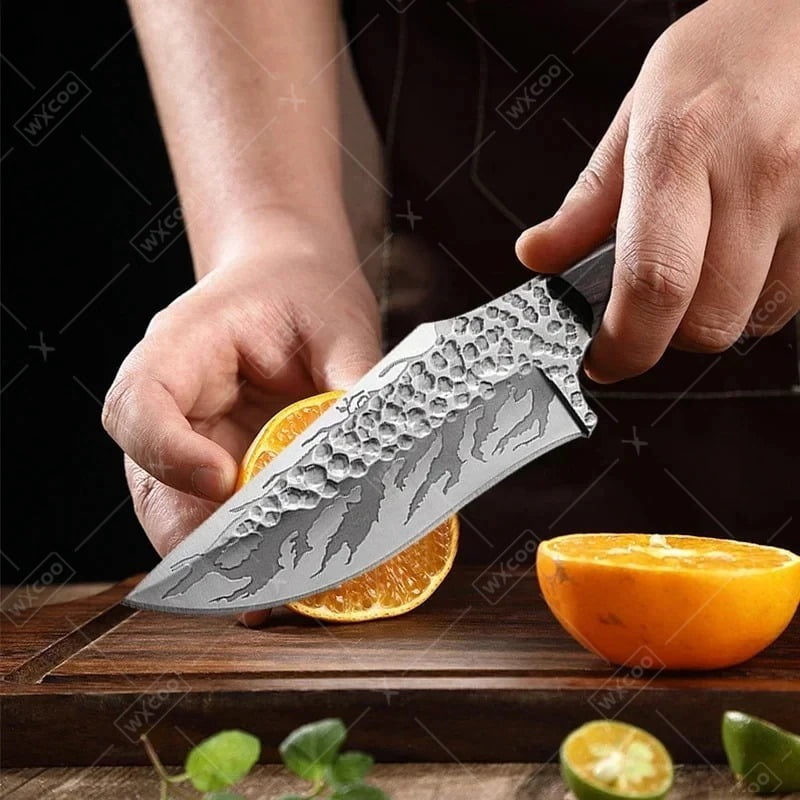 8 PCS Professional Kitchen Chef Knife Set Including Stainless Steel Handmade Forged Knives with Fish Boning Knife Kitchen Cutters Butcher Knives and Ultra-Sharp Bone Scissors For Meat Fish Chicken