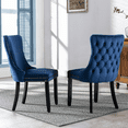 thumbnail image 2 of Tcbosik 2 Pack Velvet Dining Chairs, Upholstered Kitchen Chair with Button Tufted Back, Side Chair with Solid Wood Legs for Living Room, Bedroom, Easy Assembly, Blue, 2 of 10