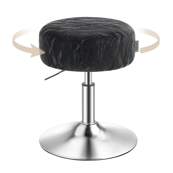 VASAGLE Adjustable Vanity Stool, Makeup Vanity Chair, 360° Swivel, PU Upholstery, Thick Cushion, for Bedroom, Kitchen, Dining Room, Modern, Ink Black