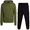 Olive/Black, variant on Boys' Fleece Jogger Set - 2 Piece Basic Solid Pullover Hoodie and Cargo Sweatpants (Size: 8-18)