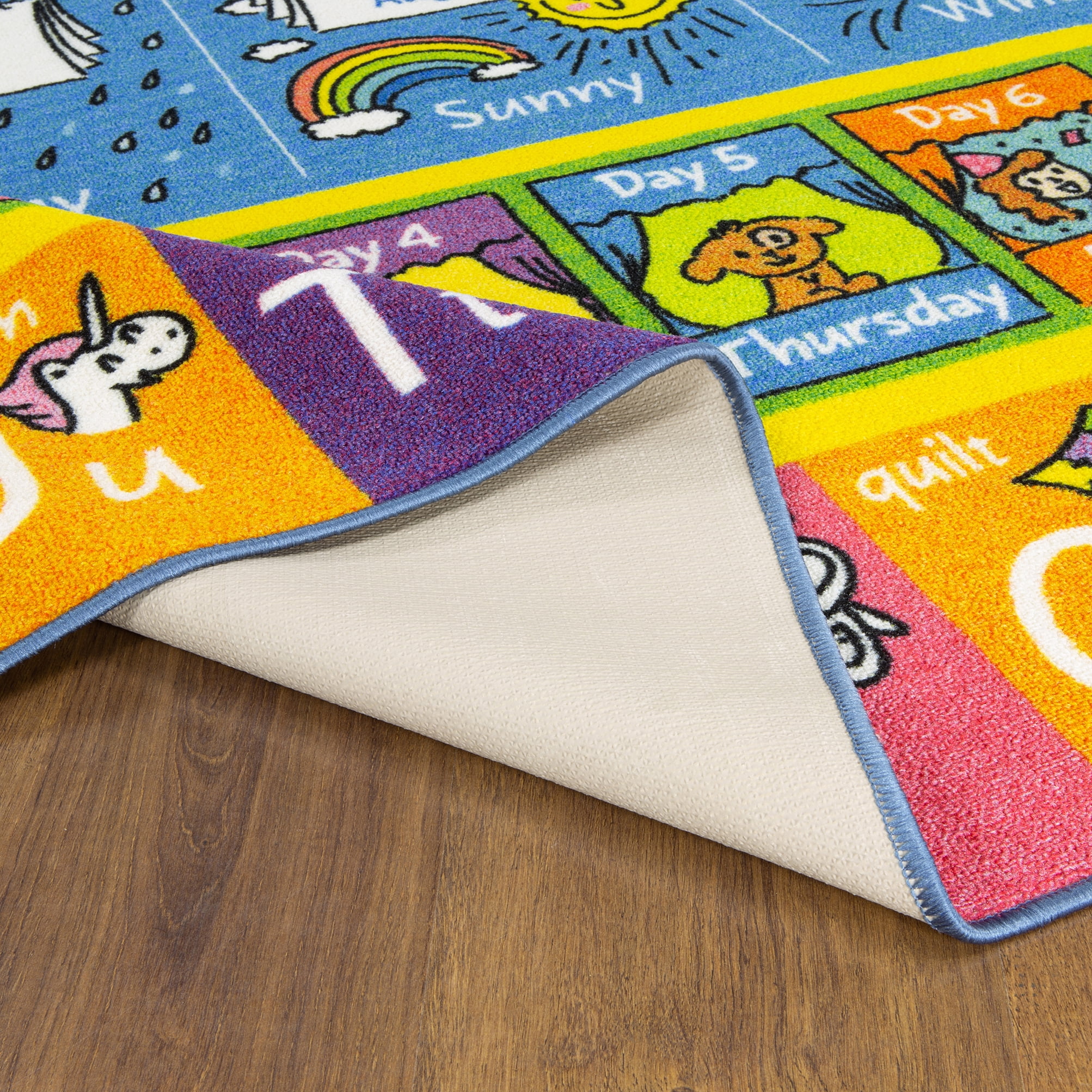 KC Cubs Playtime Collection Multicolor ABC Seasons Months Days Educational 5' 0" x 6' 6" Area Rug