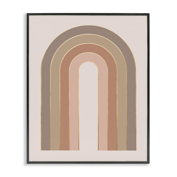 Stupell Industries Peachy Boho Rainbow Abstract Painting Black Framed Art Print Wall Art, 11 x 14