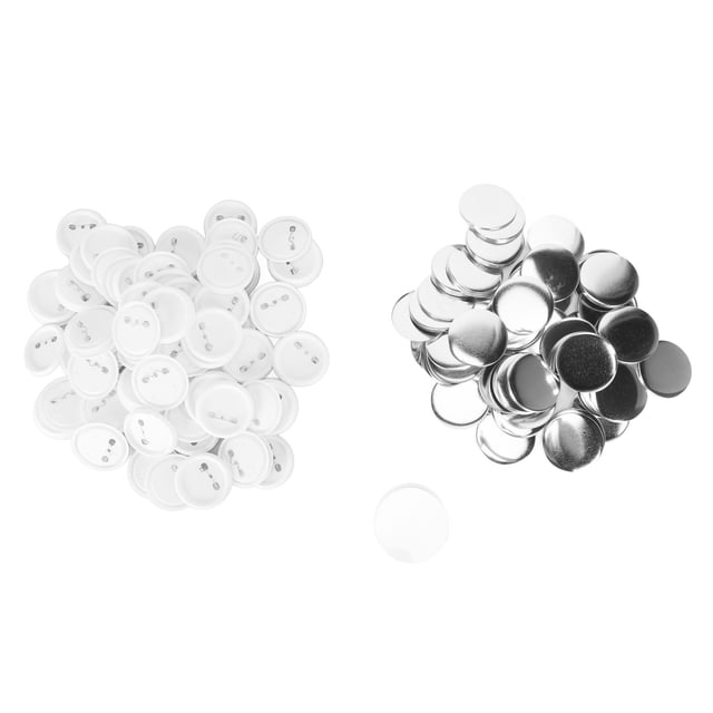 100 Sets Blank Pin Back Button Parts For Button Making Machine DIY RoundForm Rustproof Button Making Supplies Clear Film