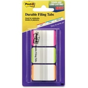 Post-it Durable Tabs, 1" x 1.5", Pink/Green/Orange