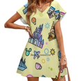 thumbnail image 4 of Meet Me At My Happy Place Yellow Pattern. Magical Princess Back Lacing Backless Dress Square Neck Dress Fashion Design Large, 4 of 5