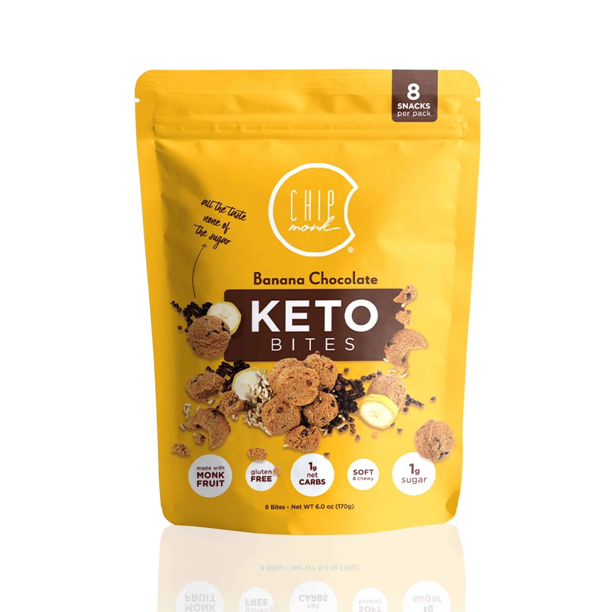 ChipMonk Baking Keto Cookie Bites, Banana Chocolate Chip, Ketogenic Diet Friendly, 1 Pouch 8