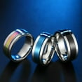 thumbnail image 3 of 8mm Men Spinner Band 316L Stainless Steel Rinbow/Blue/Black Silver Polished Ring, 3 of 9