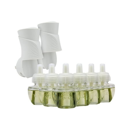 Air Wick Scented Oil starter kit - Air freshener dispenser with air freshener refill (6 cartridges) - oil - cartridge - fresh linen (pack of 2)
