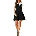 thumbnail image 2 of INSPIRE CHIC Women's Peter Pan Collar Dresses Short Sleeve A-Line Mini Dress XS Black, 2 of 7