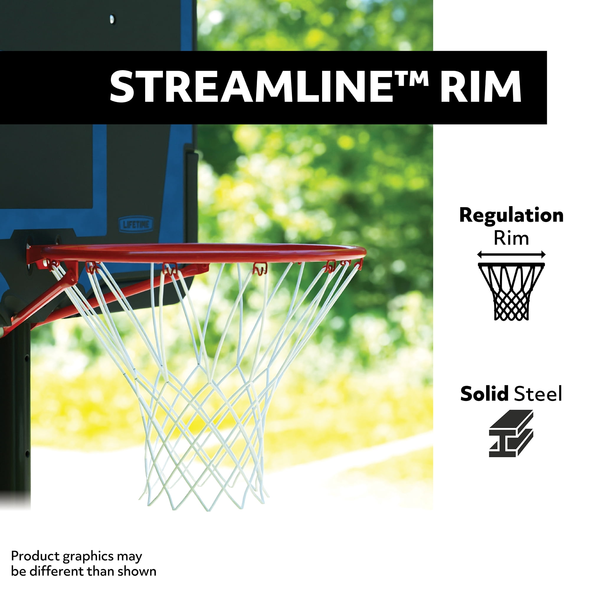 Lifetime 7.5ft-10ft Adjustable Height 44" Impact Outdoor Portable Basketball System (90926)