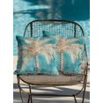 thumbnail image 3 of Outdoor Pillows Waterproof, Coastal Beach Tree Throw Pillows with Inserts Included, Vintage Teal Brown Tropical Palm Tree Indoor Outdoor Decorative Lumbar Pillow for Bed/Couch/Patio 18"x18", 2Pcs, 3 of 8