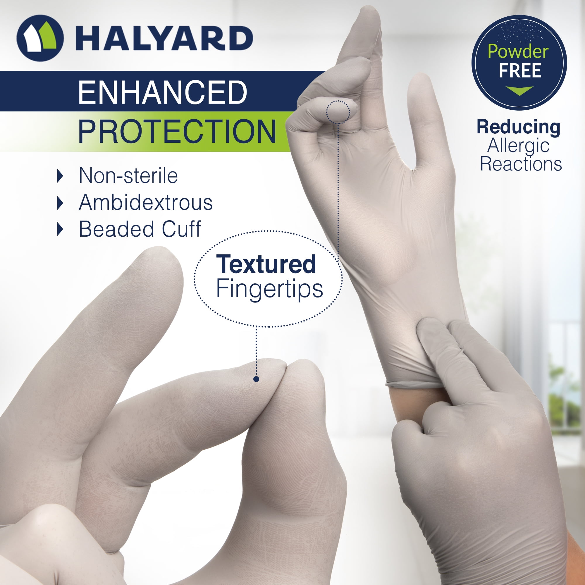 HALYARD Sterling SG Nitrile Powder Free Exam Gloves Disposable 3.7 mil, 9.5 Inches, Gray, Medium, 41659 (Box of 250)