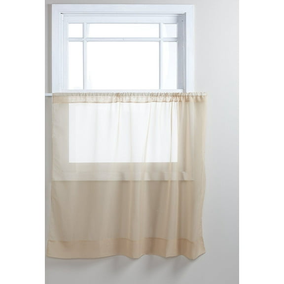 Graceful 36" Short Panel Solid Sheer Window Curtain Rod Pocket 58" Wide - Taupe