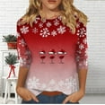 thumbnail image 4 of FDGIU Women's Christmas Graphic Tunic Tops - Soft Long Sleeve Crewneck Blouses with Xmas Tree Prints, Holiday Party Tees, 4 of 6