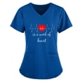 thumbnail image 2 of ClodeEU Women Short Sleeve V-Neck tops Working Uniform Solid Color Pocket Blouse, 2 of 6