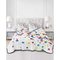 thumbnail image 2 of Quilts Full Size Bedding Set, Colorful Polka Dot Lightweight Quilted Comforter, Cartoon Cute Abstract Graffiti Soft Reversible Bedspread Coverlet with Pillow Covers for All Season, 78" x 90", 2 of 7