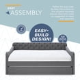 thumbnail image 6 of ClickDecor Carmina Twin Size Upholstered Daybed Sofa with Roll Out Trundle, Diamond Tufted Backrest, Dark Gray, 6 of 8