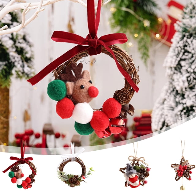 Adorno Navideño: Mini Corona Colgante para Puerta, Árbol de Navidad, Bastones, Decoración Navideña. Pequeños Accesorios. | Plástico Marrón, 11 X 11 X 4 Cm | Material Ligero, Reutilizable y Duradero p