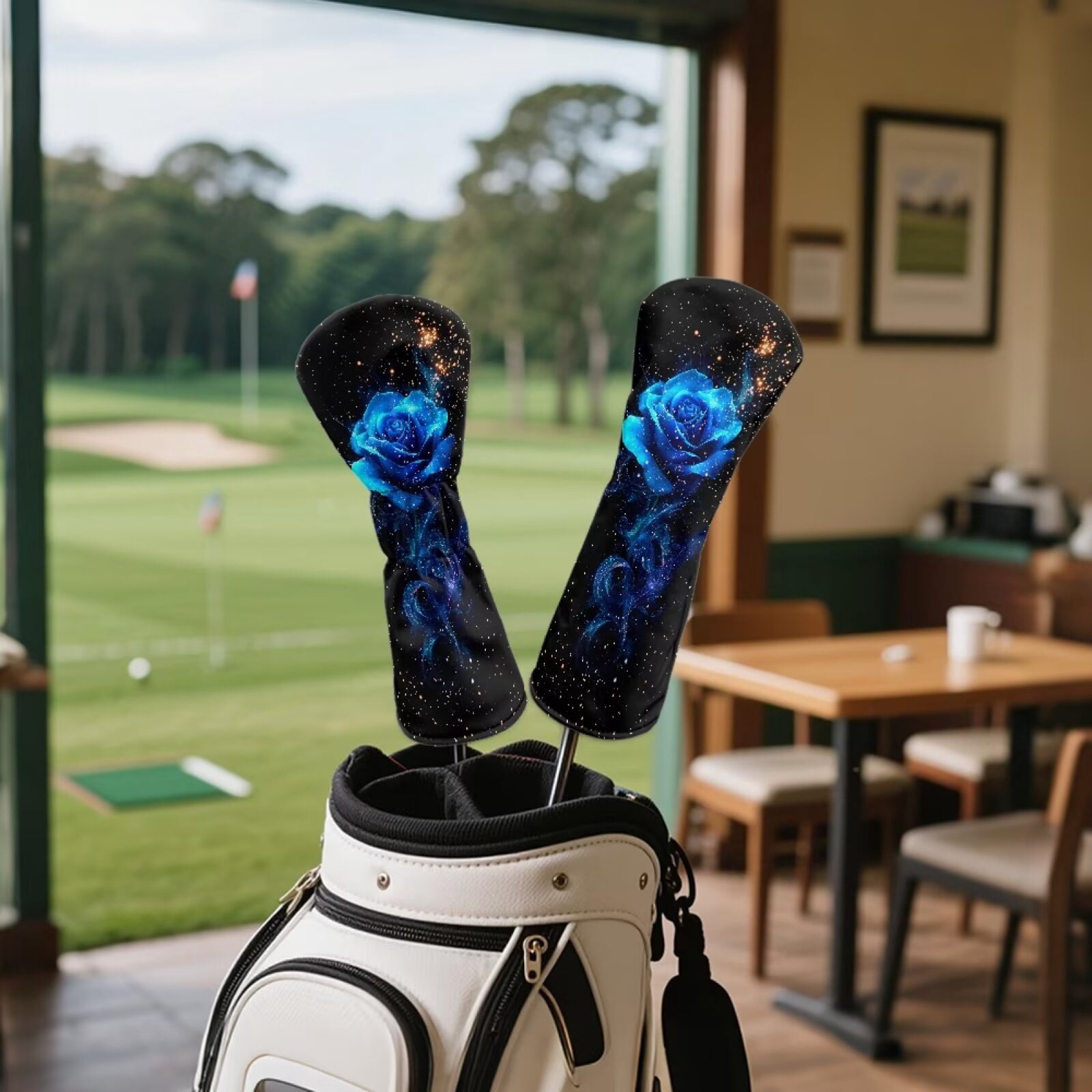 Uorisanigo Golf Club Driver/Fairway Wood/Hybrid Headcovers PU Leather Blue Rose Head Cover, 3 PCS Set Headcovers for Club Protective, Wrinkle-Resistant Essential Golf Accessories