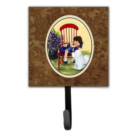 Caroline's Treasures Little Girl with Her Bichon Frise Leash Holder and Key Hook