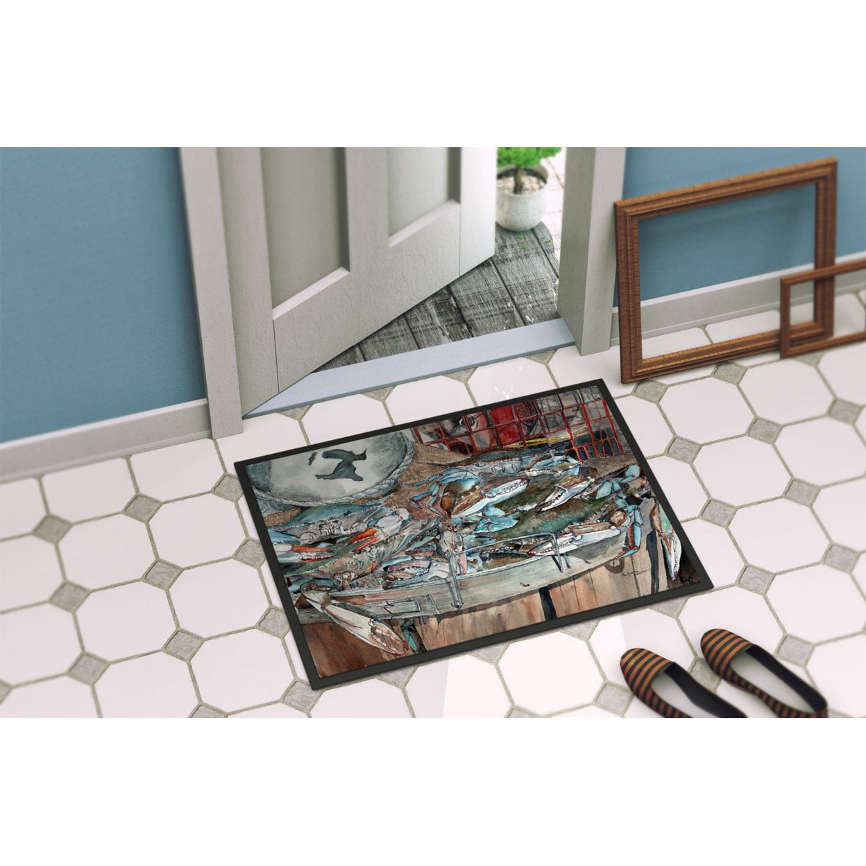 Basket Full of Blue Crabs Door Mat