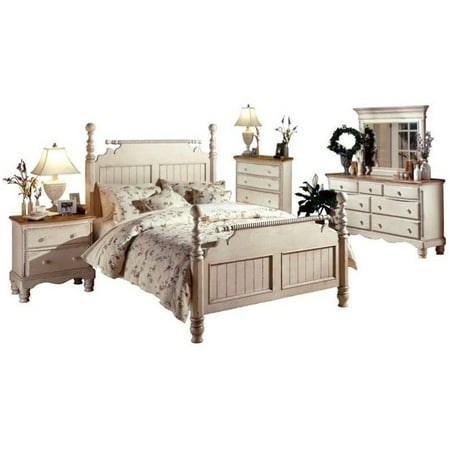 hillsdale wilshire 5 piece bedroom set in antique white-king