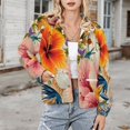 thumbnail image 3 of Jackets for Women Winter Coat Jackets Flannel Stand Collar Jacket(Vibrant Floral Tropical Bird Art,Size:S-4XL), 3 of 7