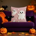 thumbnail image 5 of AuroraX Pink Throw Pillow Covers Halloween Ghost Decorative 18x18 Inch Pillow Covers Pumpkin Hypoallergenic Minimalist Indoor Cushion Cover Livingroom,Room Decor, 5 of 6