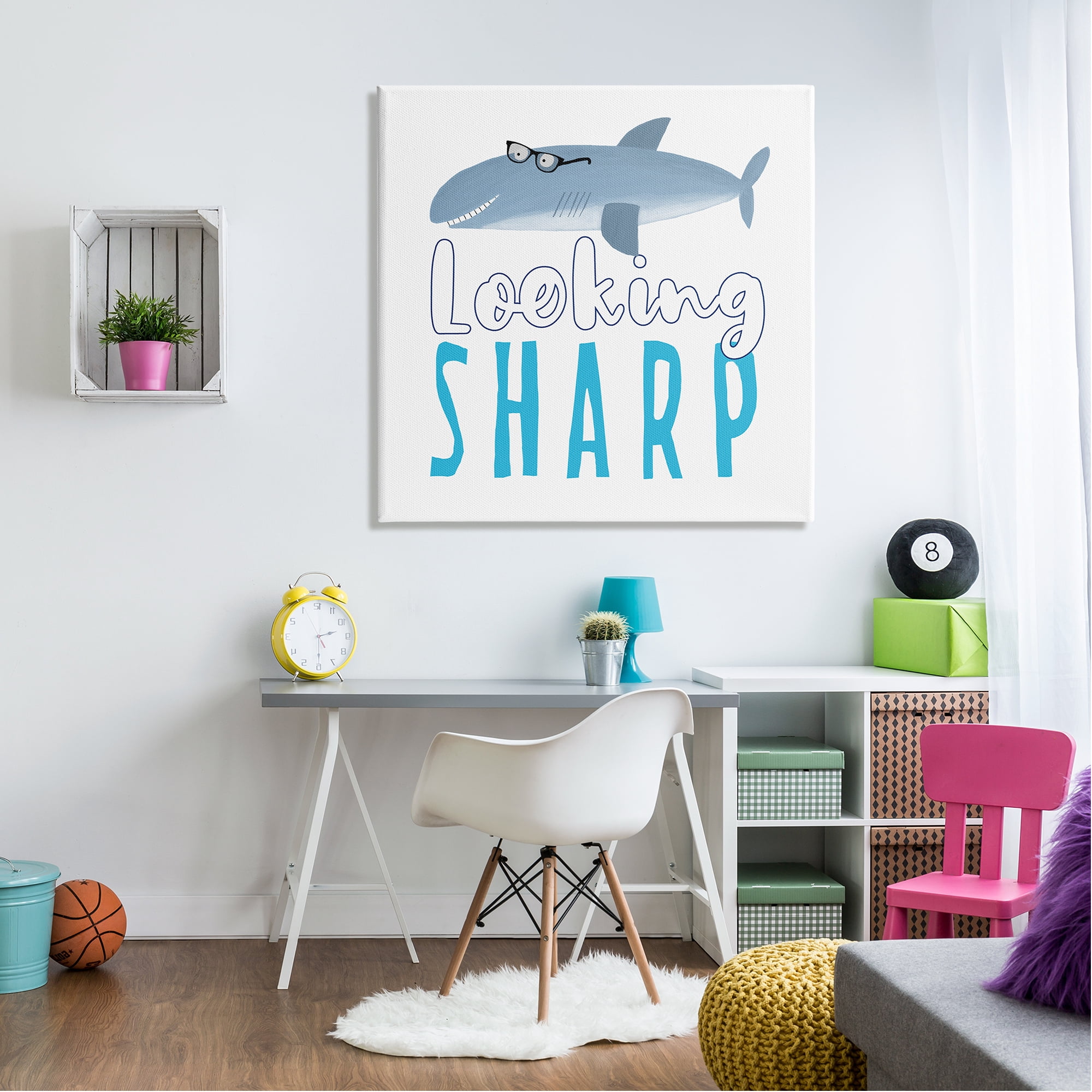Stupell Industries Shark in Glasses Phrase Animals & Insects Painting Gallery Wrapped Canvas Print Wall Art, 36 x 36