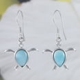 thumbnail image 1 of Beautiful Hawaiian Genuine Larimar Sea Turtle Earring, Sterling Silver Larimar Turtle Dangle Earring, E8466 Birthday Wife Mom Valentine Gift, 1 of 3