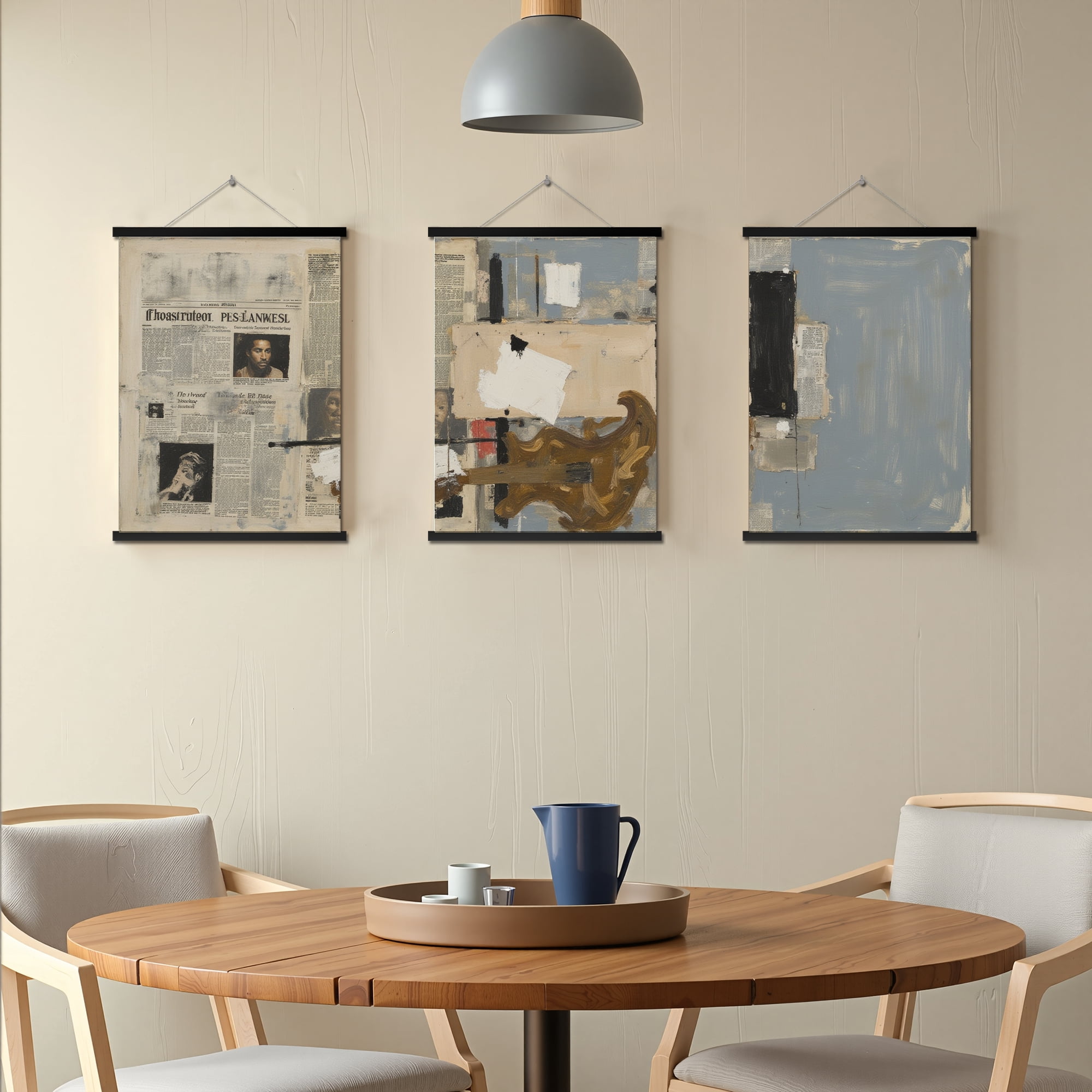 MAYEERTY Modern Abstract Wall Art Painting, Living Room Decor, Black Hanging Rod Frame, 23.6"x15.8"