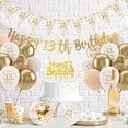 thumbnail image 3 of 13th Birthday Decorations Girls, Gold White Birthday Balloons, Happy 13th Banner with Confetti Latex Balloons Cake Topper for Girls Party Deco, 3 of 7