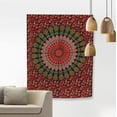 thumbnail image 2 of Bless International Indian hippie Bohemian Psychedelic Peacock Mandala Wall hanging Bedding Tapestry (Golden Red Green, Poster (30x40Inches)(76x101cms)), 2 of 4
