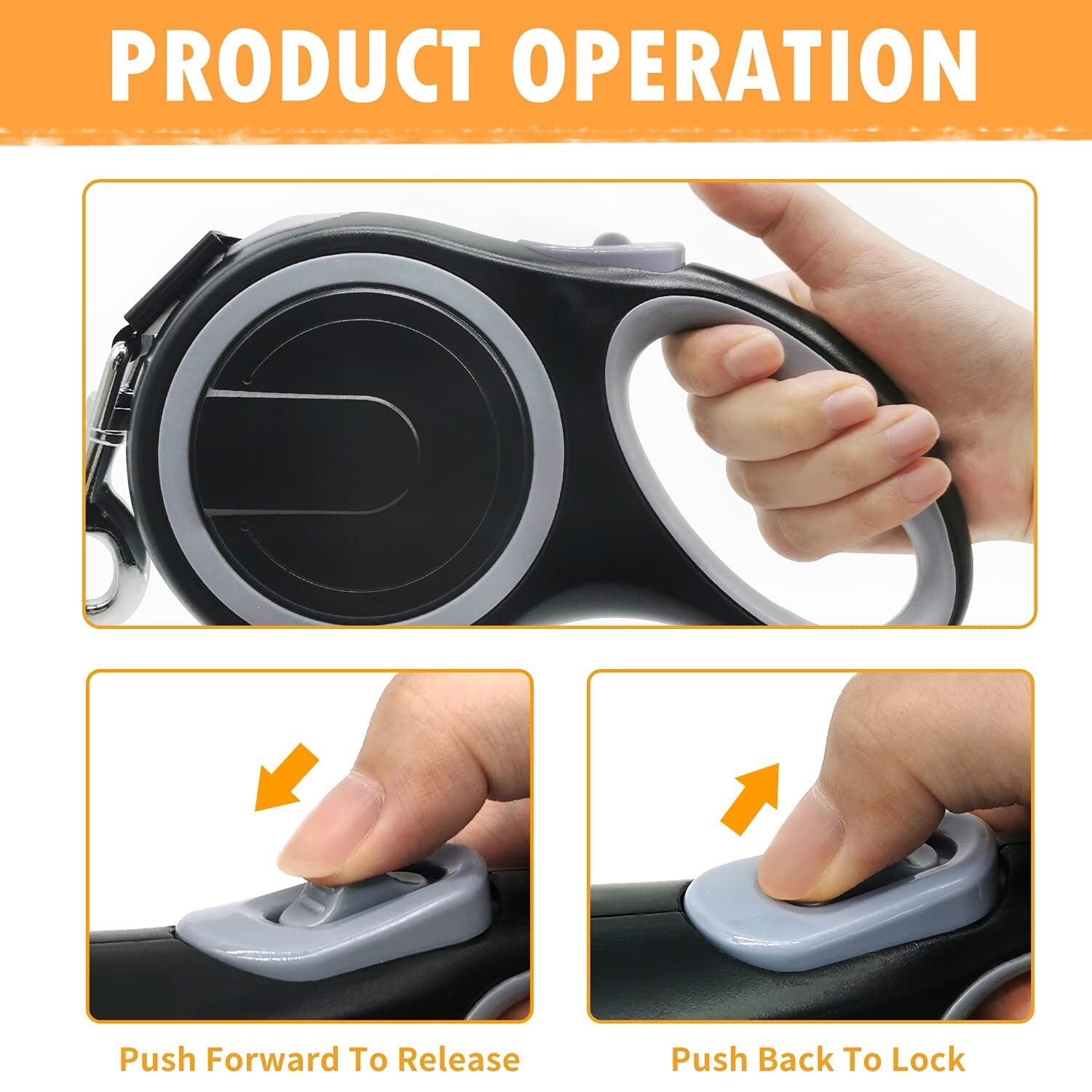 SXlianshun-26Ft Retractable Dog Leash, Heavy Duty Great Leash for Dog up to 110 lbs, Anti-Slip Rubberized Handle, One-Handed Brake, Strong Nylon Tape, Tangle Free(Large Size).