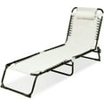 thumbnail image 3 of Gymax Chaise Longue Pliable Réglable pour Patio, Lit de Camp avec Oreiller, Plage, Piscine, Gris, 3 of 9