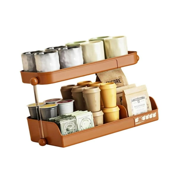 Ciwanning Large Capacity Coffee Cup Organizer Mug Holder 2 Tiers Countertop Storage Rack