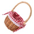 thumbnail image 4 of Cesta de mimbre tejida de mimbre natural con asa y forro de tela para almacenamiento y decoración, ideal para picnic, camping, fiestas al aire libre, color caqui., 4 of 7