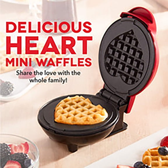 Valentine'S Day Heart Shaped Mini Waffle Maker - Portable - For Breakfast & Romantic Snacks - Cute Valentine Gift
