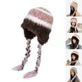 thumbnail image 5 of Xfvqtps Tassel Ear Flaps Hat for Womens Crochet Plush Fuzzy Mixed Colors Beauty Stretchy Windproof Coldproof Warm Fall Winter Hat Beige, 5 of 5