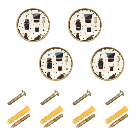Party Themed Wine Cabinet Furniture Knobs Drawer Metal Pulls 1.26in Acrylic Zinc Alloy Dual Screw Set