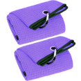 thumbnail image 1 of Vividly Paquete De 2 Toallas De Golf Triples De Tela De Microfibra Premium Con Patrón De Gofre Negro Con Mosquetón Resistente, Toallas De Golf Moradas Para Bolsas De Golf Para Hombres (Púrpura), 1 of 5