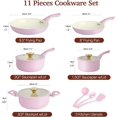 thumbnail image 2 of Non Stick Pink Ceramic Cookware Set, 11-Piece Induction Compatible with Gold Lids, 2 of 6