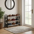 thumbnail image 5 of 3 Tier Plastic Shoe Rack Organizer, Stackable Entryway Shoe Storage for Bedroom Closet Garage, Ventilated Slatted Design Holds Men Women Kids Shoes and Keeps Floor Tidy, 5 of 8