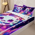 thumbnail image 3 of Erosebridal Kawaii Cosmic Space Axolotl Pattern Zipper Twin Comforter Sets with Fitted Sheet and 2 Pillowcases,Galaxy Planet Print Zipper Bedding Set,Violet Cyan Pink,Reversible, 3 of 6
