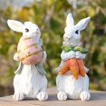 thumbnail image 2 of Figuras de conejo Hodao, conejo blanco de Pascua, 2 unidades, resina, 13 cm, 2 of 8